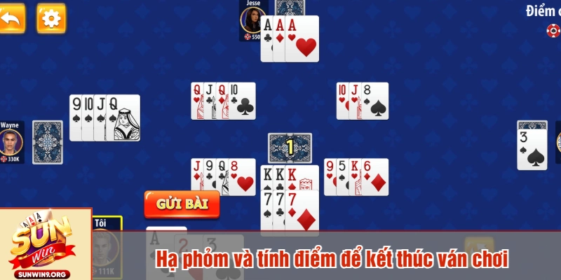 Hạ phỏm và tính điểm để kết thúc ván chơi